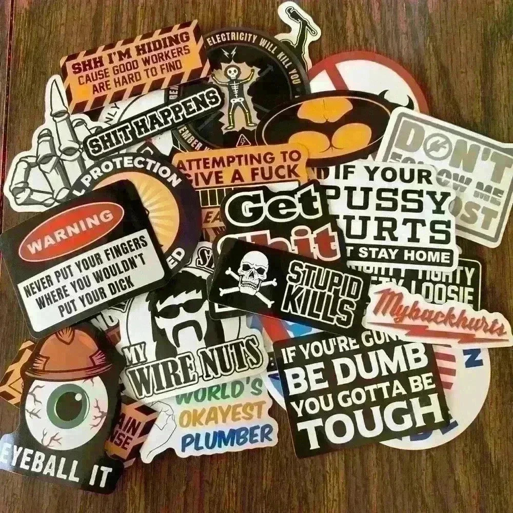💚 2/$15 pack of 31 Variety 2-4 Inch(Dirty) Adult Humor Hard Hat Tool Box Sticker